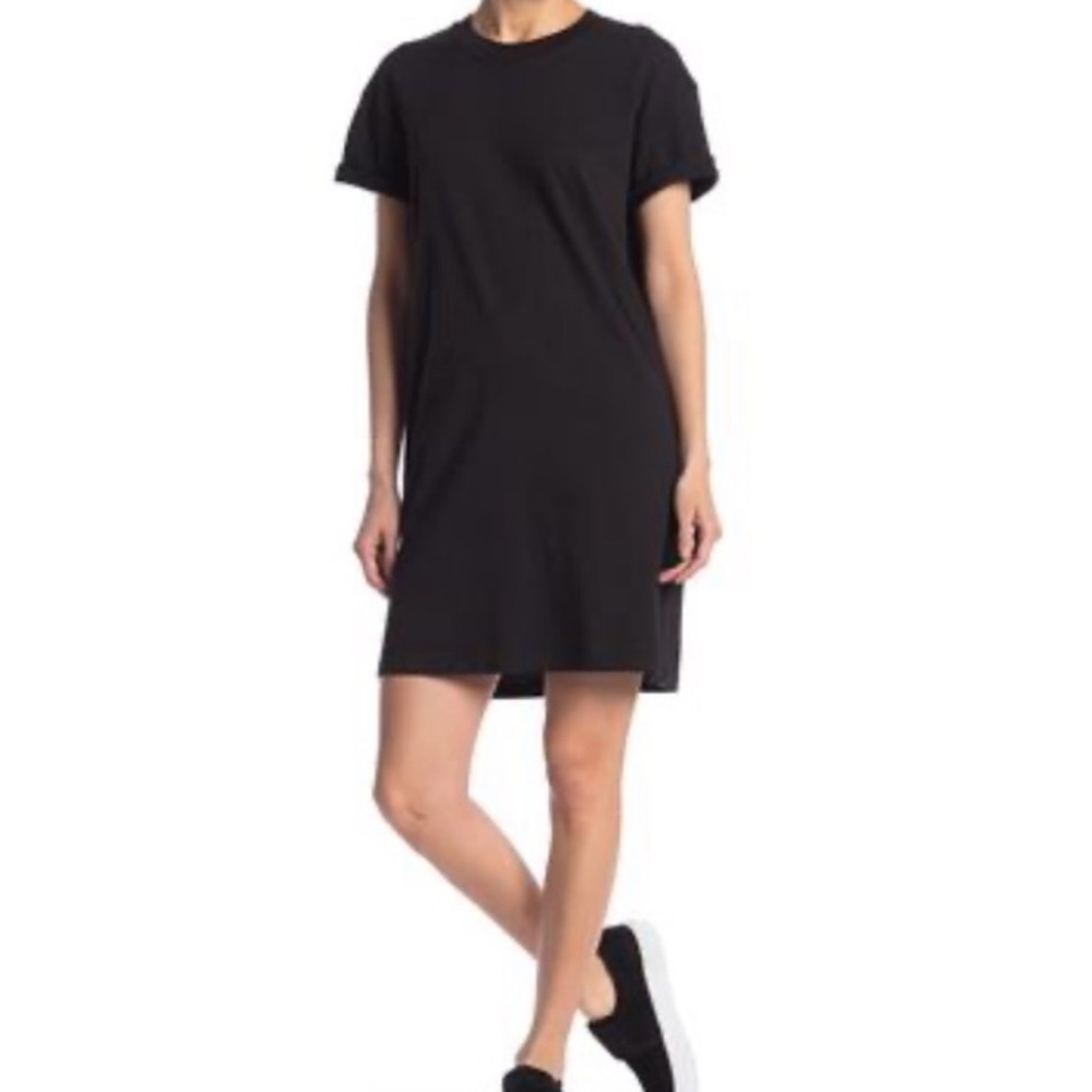 NWT Madewell Black Tina Short Sleeve Crewneck T-Shirt Dress
